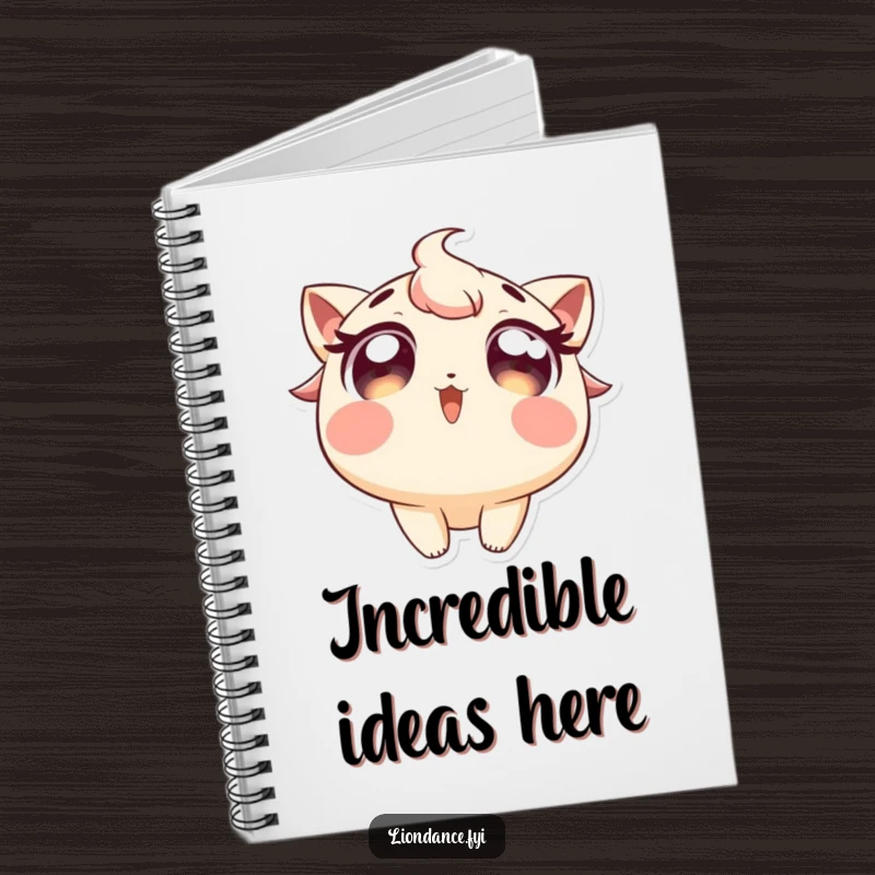 Funny notebook showcasing a character with wide, excited eyes looking upwards, perfect for notes. Ideal funny gift.