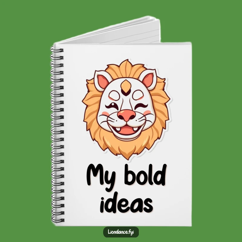 Funny Lion Mask Notebook - Happy Winking Character, Gift for Notes