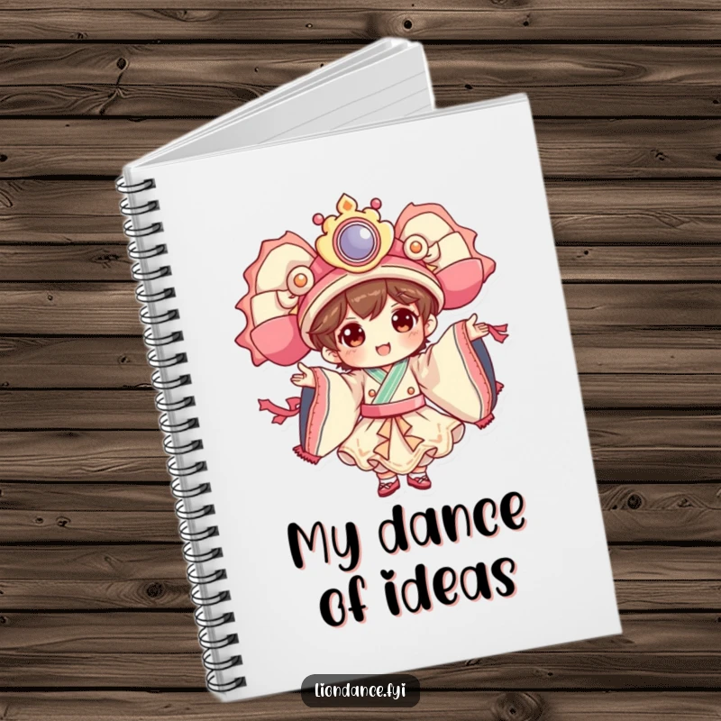 Funny dancer character notebook showing a cheerful figure performing elaborate costume movements with impressive flair, ready for your notes.