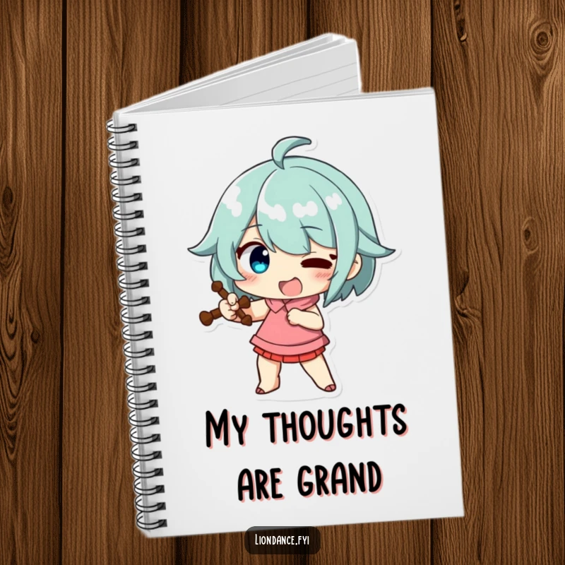 Funny notebook cover with a character striking a funny, exaggerated pose with a prop, perfect for jotting down dramatic ideas.