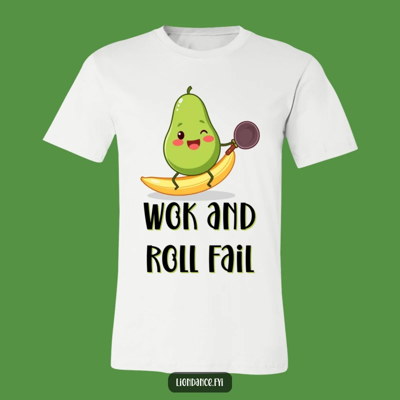 Funny Avocado Slipping T-Shirt: Hilarious Wok Mishap Tee Gift