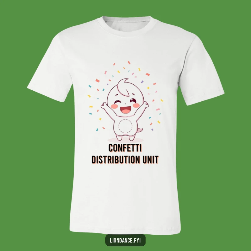 Funny Confetti Smile T-Shirt: Happy Character Spreading Joyful Fun