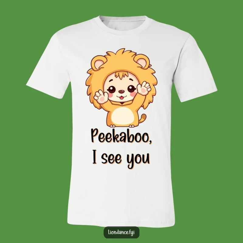 Funny Peek-a-Boo Lion T-Shirt: Character Waving Enthusiastically, Hilarious Gift for Fun Lovers