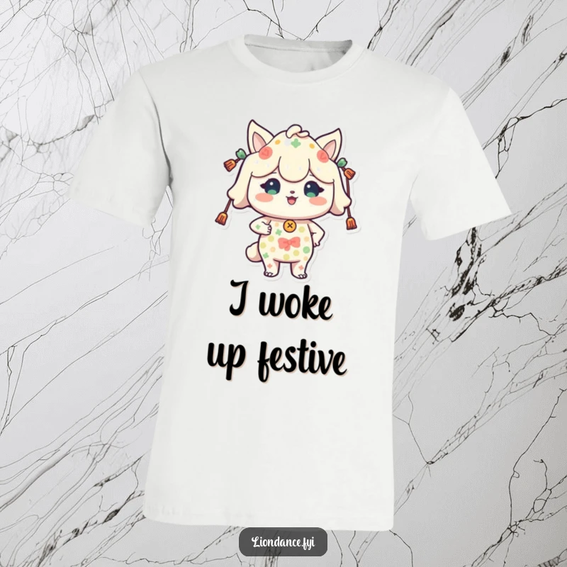 Funny t-shirt showcasing a proud character adorned in vibrant festive patterns, radiating holiday joy. Excellent funny gift.