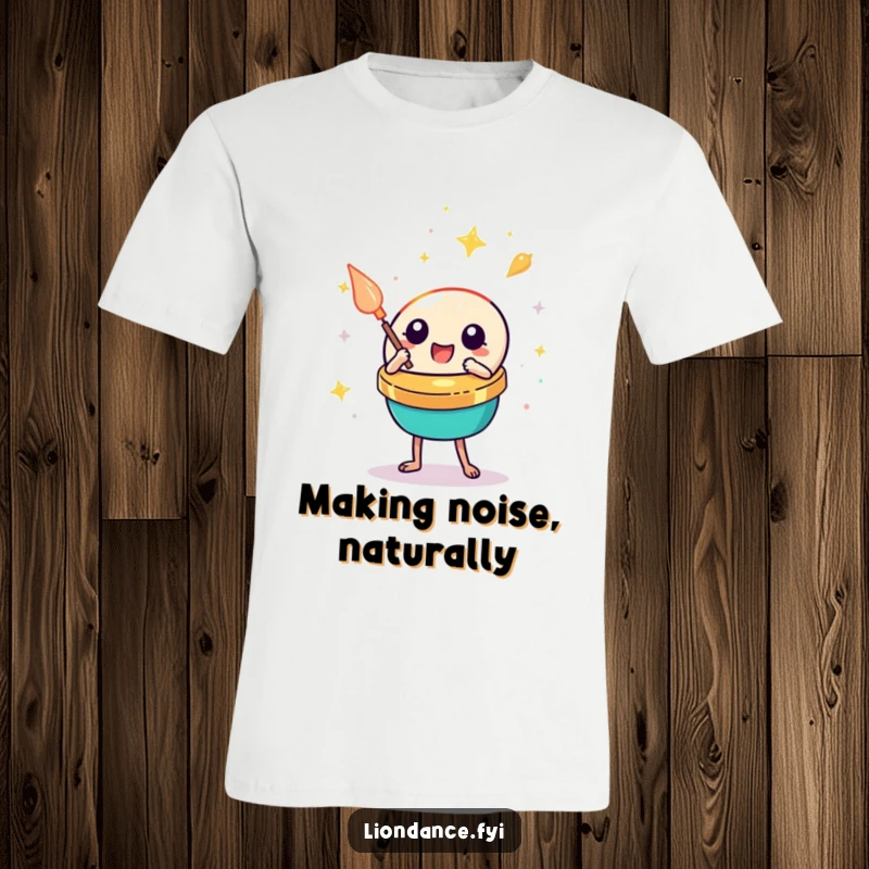 Funny cymbal clash t-shirt featuring a cute percussion prop in a festive, loud clashing moment, perfect for music lovers.