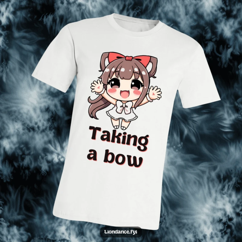 Funny T-Shirt showcasing a character in a deeply exaggerated, joyful bow, celebrating life's moments.