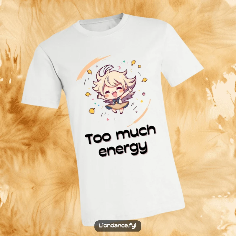 Funny t-shirt of a character spinning energetically with colorful, playful strokes, full of life. Perfect funny gift.