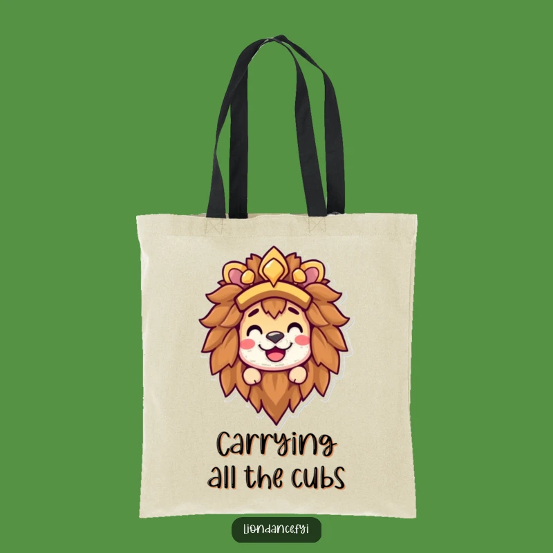 Funny Lion Headdress Grin Tote Bag - Happy Character Peek Eco Bag