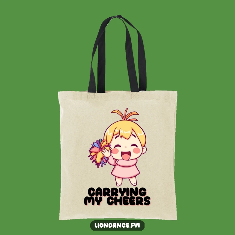 Funny Pom-Pom Cheer Tote Bag: Energetic Character Carry-All, Practical Funny Gift
