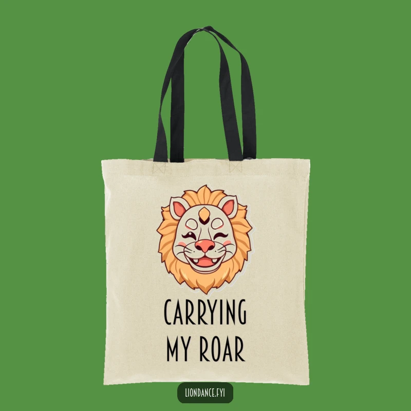 Funny Lion Mask Tote Bag - Happy Winking Character, Practical Gift